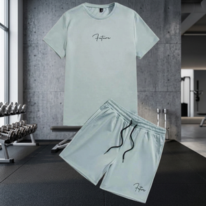 Ensemble de shorts pour hommes en coton 100% tricoté, de haute qualité, personnalisé OEM, séchage rapide, décontracté, 2 pièces, logo personnalisé imprimé numériquement - Product Image 3