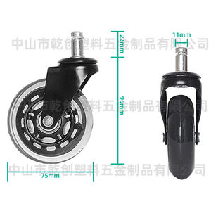 Ersatz-Bürostuhlrollen im Rollerblade-Stil aus Gummi/<span class=keywords><strong>PU</strong></span>, Transparente Schreibtischstuhlrollen zum Großhandelspreis - Product Image 5