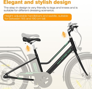 Vélo électrique de ville pour femmes <span class=keywords><strong>HITWAY</strong></span>, 27,5 pouces, 36V 13Ah, moteur 250W, autonomie 50-100 km, freins à disque doubles, moteur roue arrière - Product Image 6