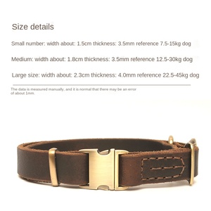 <span class=keywords><strong>Collar</strong></span> de perro de cuero genuino personalizado <span class=keywords><strong>Collar</strong></span> de perro con hebilla de aleación marrón y correa para perro - Product Image 4