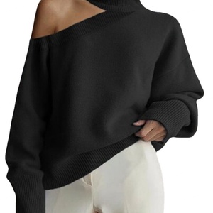 Suéter de Cuello Alto para Mujer, Diseño Otoñal e Invernal, Estilo Casual y Relajado, con Líneas de Color - Product Image 2