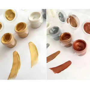 Juego de pintura acrílica metálica de alta calidad al por mayor con pincel, 6 colores, 12 ml, no tóxica, para pintar sobre lienzo y arte. - Product Image 3