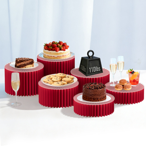 Supports à gâteaux pliables en carton |   Présentoirs cylindriques pour desserts pour la décoration de fêtes et d'événements |   Approvisionnement en gros - Product Image 2
