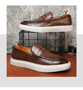 Mocassins décontractés à bout arrondi, taille 38-46, chaussures en cuir synthétique pour hommes - Product Image 5