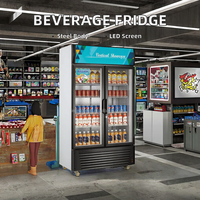 Dégivrage automatique commercial vertical à double porte en verre Pepsi Coke Cola bière réfrigérateur boisson refroidisseur de boisson pour supermarché avec lumière