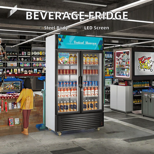 Comercial Auto descongelación Vertical doble puerta de vidrio <span class=keywords><strong>Pepsi</strong></span> Coke <span class=keywords><strong>Cola</strong></span> cerveza nevera bebida enfriador para supermercado con luz - Product Image 5