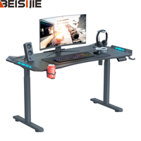Bureau de jeu ergonomique réglable Beisijie, bureau d'ordinateur électrique RGB, bureau de jeu, table blanche