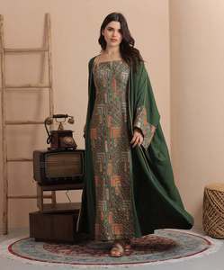 Nuevo Conjunto de Dos Piezas de Abaya Elegante con Bordado de Flores de Talla Grande, Manga Larga y Largo hasta el Tobillo, con Turbantes para Mujeres Musulmanas - Product Image 6