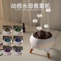 Diffuseur d'aromathérapie à flamme simulée 3D Spray de méduse dynamique Ramassage du son Télécommande Humidificateur d'air à ultrasons