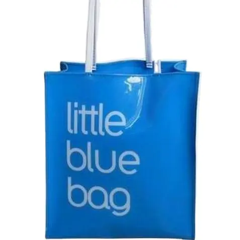 لامعة صغيرة حقيبة النيون الأزرق الصغير pvc حقيبة يد للتسوق