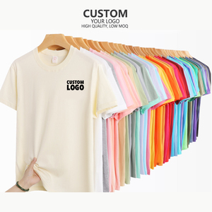 圆领200克重量级高级棉男式t恤-实心运动衫，短袖，定制印花和标志 - Product Image 1