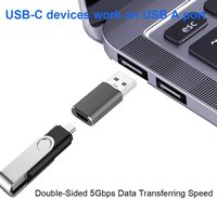 Adaptateur de connecteur USB A vers Type C en aluminium 3.1 mâle double face intégré