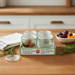 Weck Tulip Jars 1/2 Liter Mold Shape Set Of 4 With Rubber <b>Rings</b> And <b>Clips</b> - Product Image 3