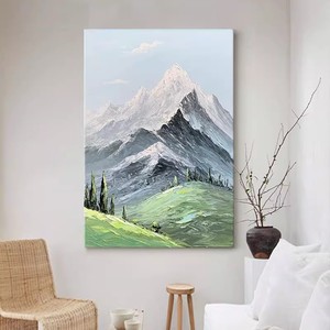Hand Painted Oil Painting Mountain Landscape <b>Art</b> Canvas Wall Decor For Living Room Entryway Home Decoration - Product Image 1