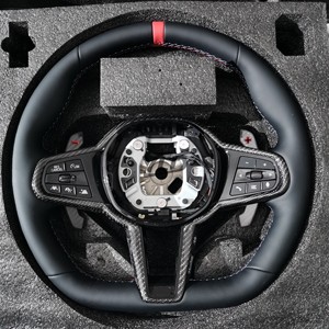 <span class=keywords><strong>Volant</strong></span> personnalisé en fibre de carbone à fond plat pour <span class=keywords><strong>BMW</strong></span> M2 M3 M4 Châssis F - Amélioration intérieure avec bande rouge style <span class=keywords><strong>Drift</strong></span> - Product Image 2