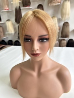 Listo para enviar: Topper de cabello humano liso de monofilamento, atado a mano, transpirable, para la corona de la cabeza, que agrega volumen para coronas escasas.