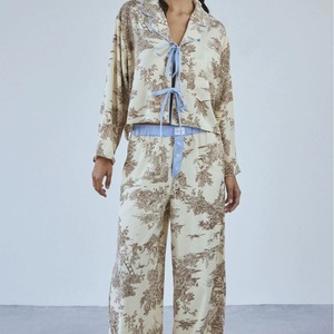 프린트 루즈핏 홈웨어 세트 긴팔 긴바지 크리스마스 여성 파자마 - Product Image 3