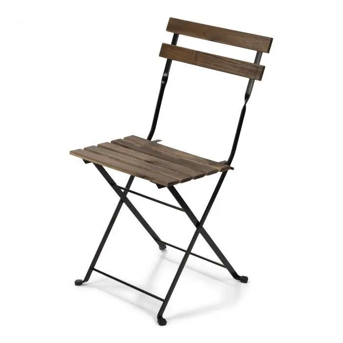 French Bistro Slatted Cafe Folding Chair Vintage Metal Event Rental Chair