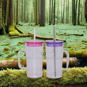 Wholesale 600ml BPA Free Eco-Friendly <b>Plastic</b> Tumbler with Lid and <b>Straw</b> <b>Drinking</b> Jar with Handle for Back to School - Product Image 1