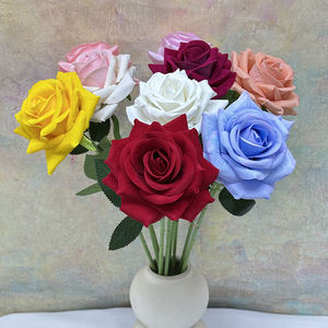 Rose artificielle à grande courbe, à une seule branche, en flocage, pour décoration intérieure, vente en gros - Product Image 4