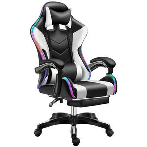 Meilleur Sillas <span class=keywords><strong>Gamer</strong></span> brésil grande taille accoudoirs à liaison douce noir blanc Pu Pvc cuir coloré Led Rgb <span class=keywords><strong>chaise</strong></span> de jeu - Product Image 1