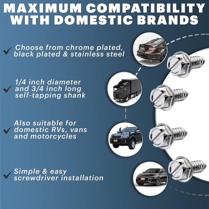 Slotted Hex Washer Head License Plate Screws - 14x3/4 Inch, Choose Quantity & Finish 2 thumbnail image