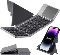 Oplaadbaar driedelig opvouwbaar toetsenbord, afneembaar lederen multifunctioneel draadloos bluetooth 5.0 opvouwbaar toetsenbord voor tablet/telefoon/pc
