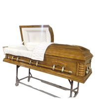 Urnas de cremación para adultos de estilo europeo, ataúd de madera y MDF con equipo funerario interior de terciopelo blanco