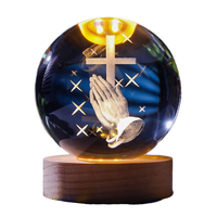 Bola de Cristal Tallada en 3D con Ángel, Decoración de Mesa para el Hogar, con Luz Nocturna de Luna Estrellada, Regalo de San Valentín, Personalizable al por Mayor