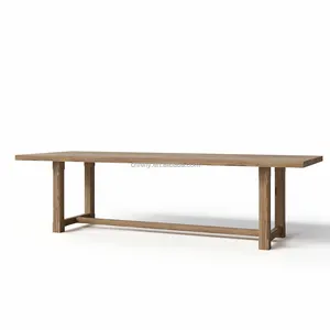 Einfaches design amerikanischer stil innenraum-küche möbel 8-teilig rechteckiger tisch und stühle massiver trek holz esstisch