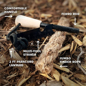 Kit de survie 2024 avec allume-feu en ferroacier et allumeur en acier, tige de magnésium étanche et allume-feu - Product Image 2