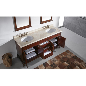60Inch Transitional Bathroom <b>Vanity</b> with Wood <b>Mirror</b>& Water Resistant Design Durable Construction Double Sink Made in Vietnam - Product Image 3