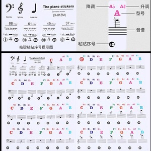 Autocollants pour clavier de piano, 88, 61, 54, 49 touches, étiquettes de notes musicales pour clavier électronique, aide à l'apprentissage et à la pratique du piano - Product Image 3