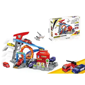 Giocattoli divertenti trasporto ruota di salvataggio parcheggio set elettrico slot car racing pista insieme per i bambini