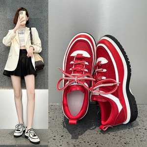 Baskets plateforme épaisses rétro colorblock pour femmes, chaussures décontractées antidérapantes à lacets style Dad Shoes - Product Image 2