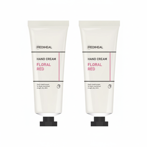 Crema per le mani rossa floreale Medi Hill 2 pezzi 50ml ingredienti idratanti vegani burro di karité acido ialuronico lavanda vitamina C Box - Product Image 1