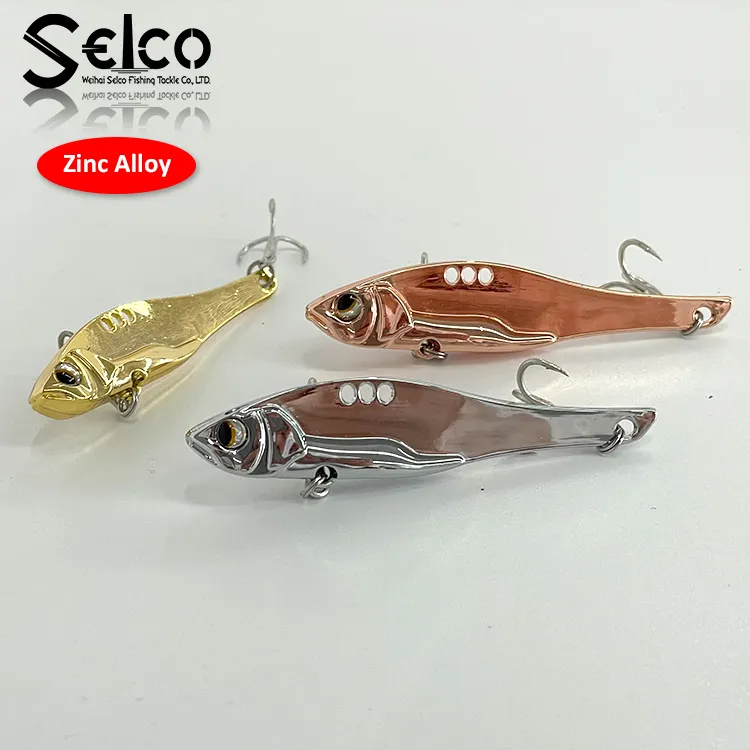 Selco nouveau design 10G/15G/20G en alliage de zinc argent métal jigging Vib leurre de pêche appâts durs