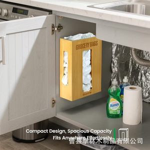 Wooden <b>kitchen</b> garbage bag <b>storage</b> <b>box</b>, wall-mounted household cling film <b>box</b>, living room wall-mounted garbage bag <b>storage</b> <b>box</b> - Product Image 3
