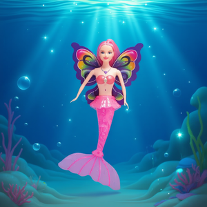 Poupée sirène Sirena Dei Sogni 43 cm avec ailes de papillon couleur rose pour les jeux d'enfants - Product Image 3