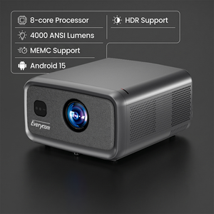 Projecteur vidéo 4K 4000 ANSI lumens, projecteur Android 15, home cinéma, projecteur vidéo 4K, écran 300'', projecteur LED LCD 4K - Product Image 1