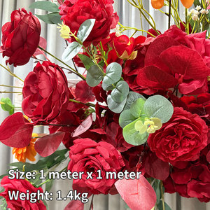 Panneau mural de fleurs artificielles en soie fait main, très vendu, fond de scène, rose, pivoine, hortensia, moderne, respectueux de l'environnement, pour nouveau-né - Product Image 2