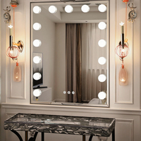 Miroir de Maquillage LED en Verre Style Art Déco - Cadre en Marbre Naturel, Contrôle Tactile Dimmable pour Maquillage et Décoration de Salle de Bain