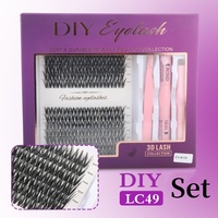 Set Bulu Mata Cluster Heart Girl DIY 168P, Ekstensi Bulu Mata Cluster, Penjepit, Penghilang, Perekat & Penyegel, Kotak Kustom, Dapat Ditambahkan Logo Pribadi