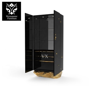 Grande cave à vin de luxe personnalisée <span class=keywords><strong>Buffet</strong></span> de rangement en bois <span class=keywords><strong>laqué</strong></span> pour la maison Cuisine Armoires à vin d'angle avec tiroirs - Product Image 5