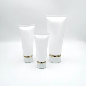 Nuovo commercio all'ingrosso vuoto 30ml 50ml 100ml 120ml 150ml plastica bianca PE cosmetici spremere tubo stampato con coperchio a vite