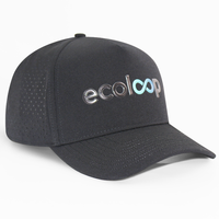 Gorra de 5 Paneles de Poliéster de Secado Rápido y Transpirable de Alta Calidad HS41, con Visera Curva, Logotipo con Impresión Holográfica Personalizada, Unisex, para Ciclismo y Senderismo