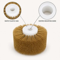 Brosse à fil de laiton avec moyeu en plastique blanc, trou de montage central, poils métalliques, longueur personnalisée