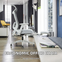 Chaise de bureau ergonomique moderne de haute qualité avec dossier en maille, pivotante, en tissu, appui-tête réglable, base chromée, électrique