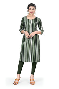 Premium Green Crepe Kurti Nuevas mangas de moda Impreso Ropa informal étnica para fiesta Festivo Indio paquistaní - Product Image 2