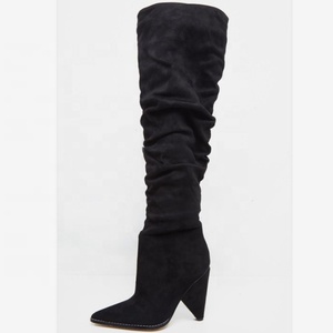 Fashion High Heels <b>Boots</b> Pointed Toe Slip-on Women Shoes Knee High <b>Boots</b> Solid Spike Heels Long <b>Boots</b> for Women - Product Image 3